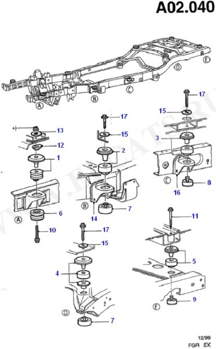 Mountings - Body (Chassis Frame & Related Parts)
