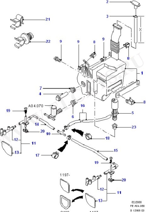 Headlamp Washer (Dash Panel/Apron/Heater/Windscreen)