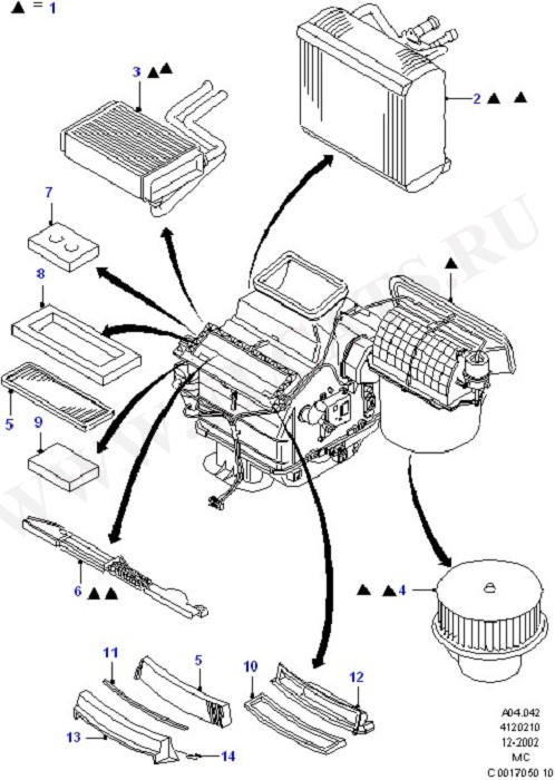 Heater/Air Cond.Internal Components (Dash Panel/Apron/Heater/Windscreen)