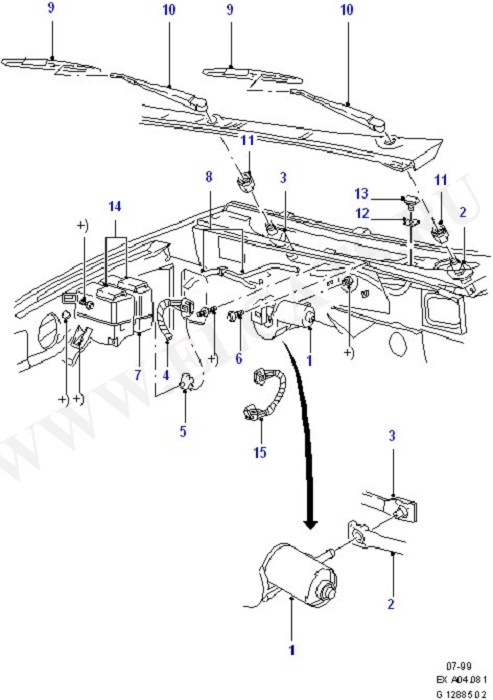 Windscreen Wiper Components (Dash Panel/Apron/Heater/Windscreen)