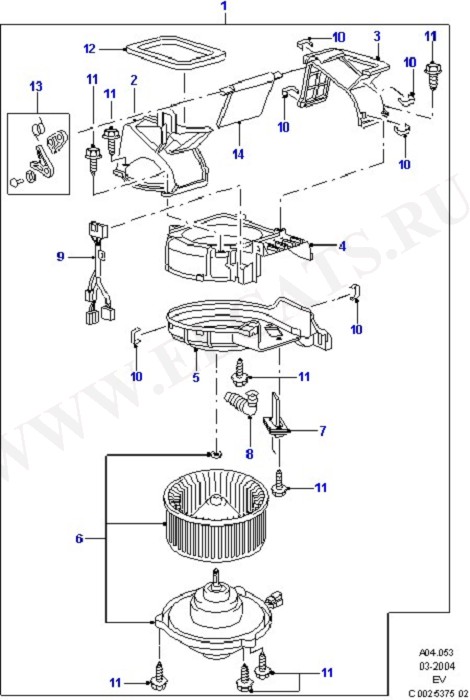 Heater/Air Con Blower And Compnts (Dash Panel/Apron/Heater/Windscreen)