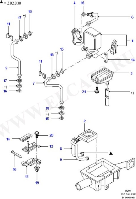 Auxiliary A/C Internal Components (Dash Panel/Apron/Heater/Windscreen)