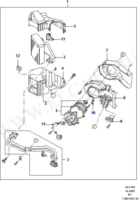 Auxiliary A/C Internal Components (Dash Panel/Apron/Heater/Windscreen)