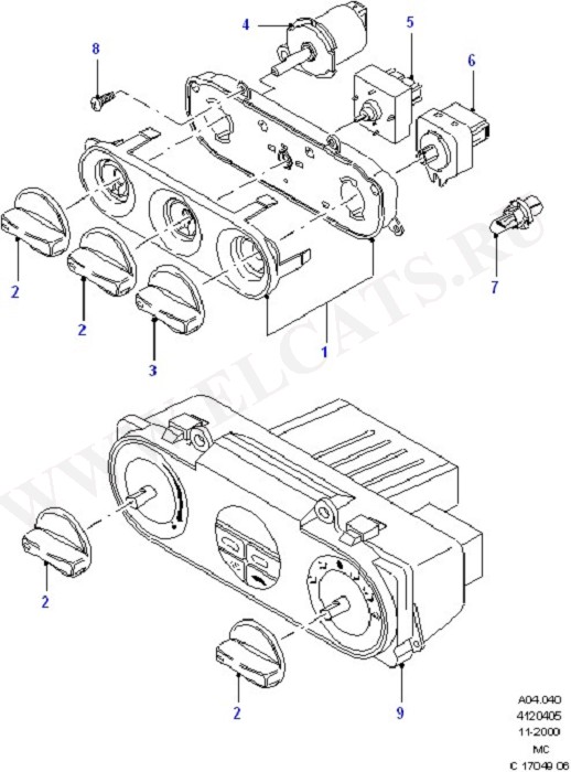 Heater & Air Conditioning Controls (Dash Panel/Apron/Heater/Windscreen)