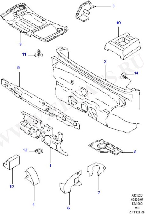Insulators - Front (Floor Mats/Insulators & Console)