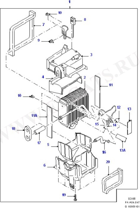 Air Conditioning System Components (Dash Panel/Apron/Heater/Windscreen)