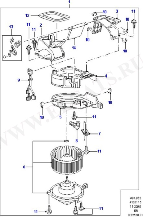 Heater/Air Con Blower And Compnts (Dash Panel/Apron/Heater/Windscreen)