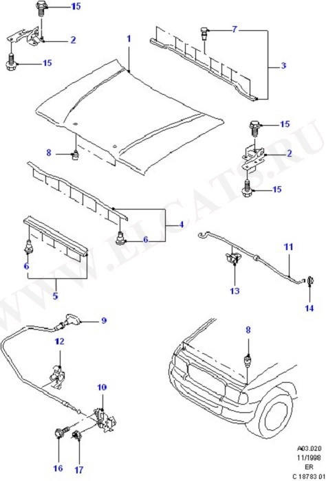Hood Catch And Release Cable (Front Bulkhead/Grille/Bumper & Hood)