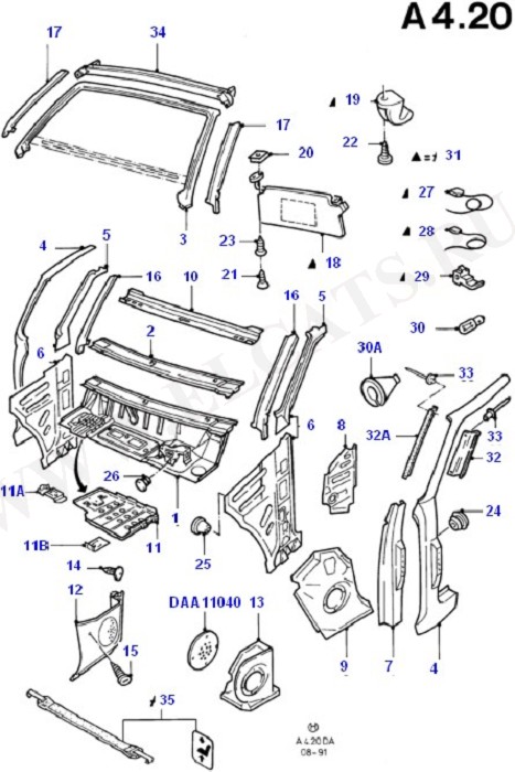 Cowl Top/ "A" Pillars/Related Parts (Dash Panel/Apron/Heater/Windscreen)