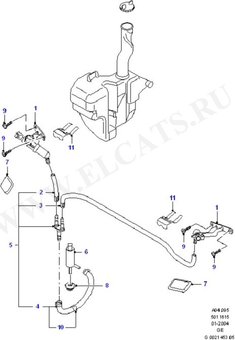 Headlamp Washer (Dash Panel/Apron/Heater/Windscreen)