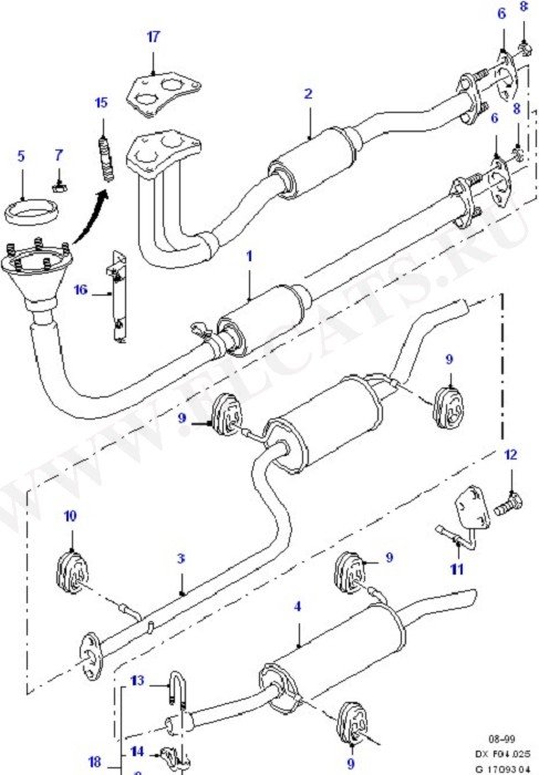 Exhaust System Less Catalyst (Exhaust System And Heat Shields)