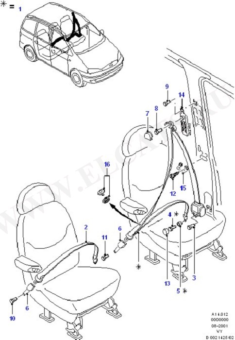 Middle Seat Belts (     )