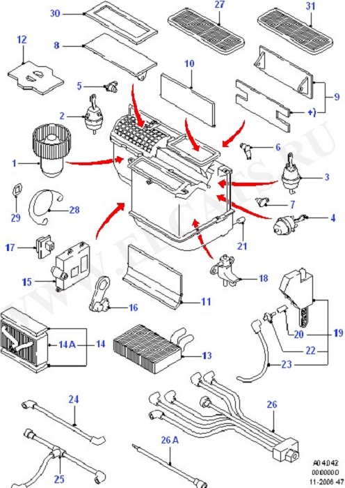 Heater & Air Cond System Components (Dash Panel/Apron/Heater/Windscreen)