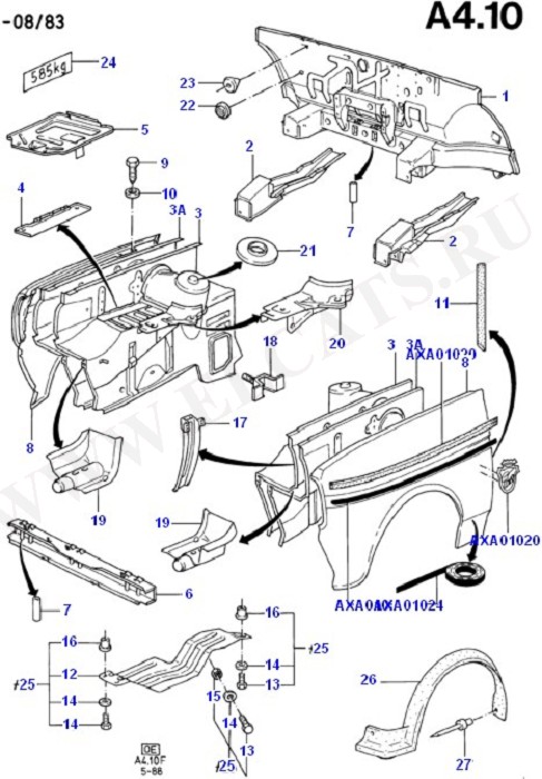 Dash Panel/Aprons/Front Fenders (Dash Panel/Apron/Heater/Windscreen)