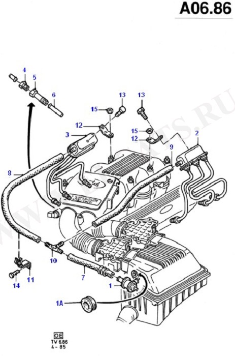 Engine Air Intake/Emission Control (Taunus V6 2.0, 2.3, 2.8)