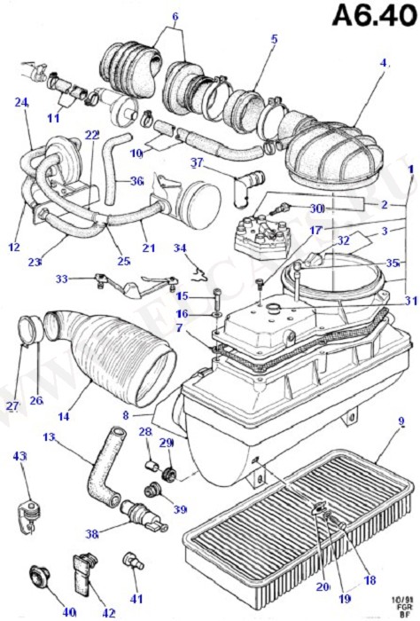 Engine Air Intake/Emission Control (Taunus V6 2.0, 2.3, 2.8)