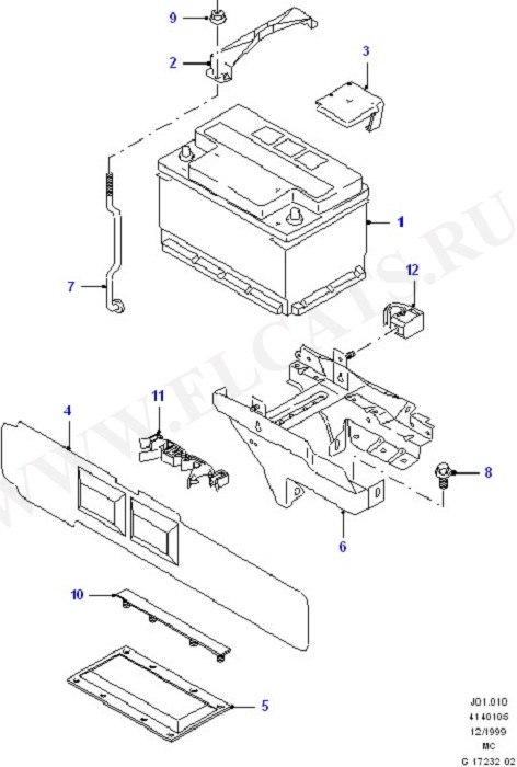 Battery And Mountings (Battery And Battery Cables/Horn)