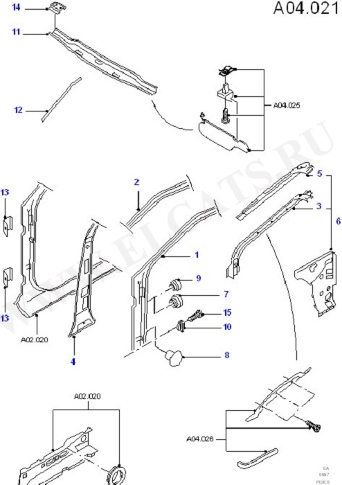 "A" Pillars/Header & Related Parts (Dash Panel/Apron/Heater/Windscreen)