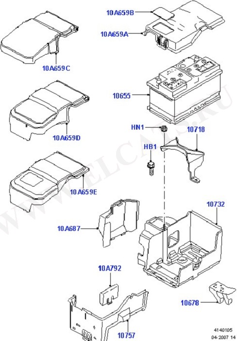 Battery And Mountings (Battery Cables & Horn)