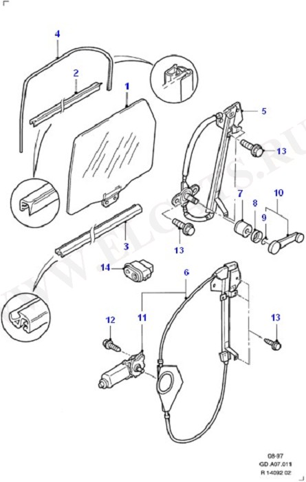 Door Glass And Door Glass Run (Rear Doors And Related Parts)