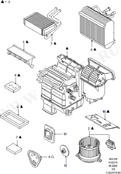 Heater/Air Cond.Internal Components (Dash Panel/Apron/Heater/Windscreen)