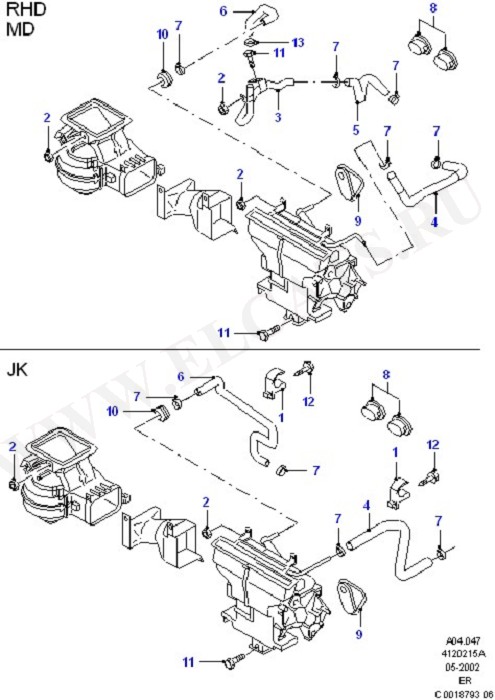 Heater Hoses (Dash Panel/Apron/Heater/Windscreen)