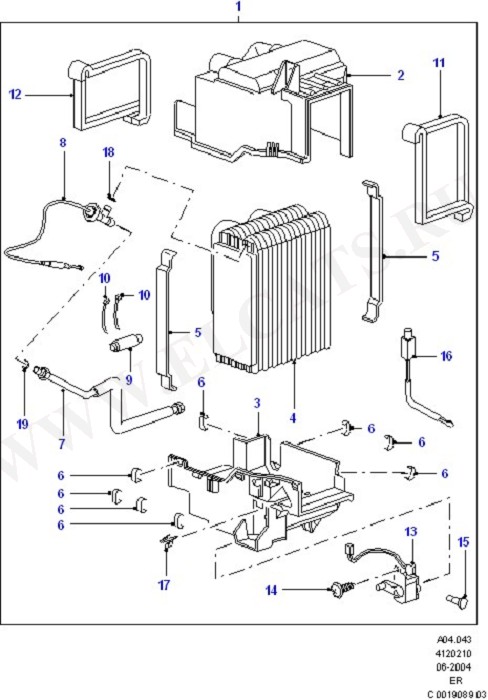 Cooling Coil And Related Hoses (Dash Panel/Apron/Heater/Windscreen)