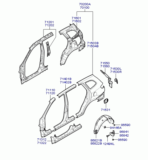 BODY SIDE PANEL  & WHEEL GUARD RR