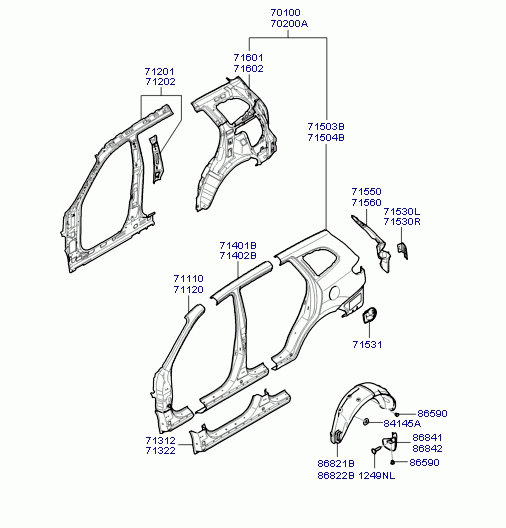 BODY SIDE PANEL  & WHEEL GUARD RR