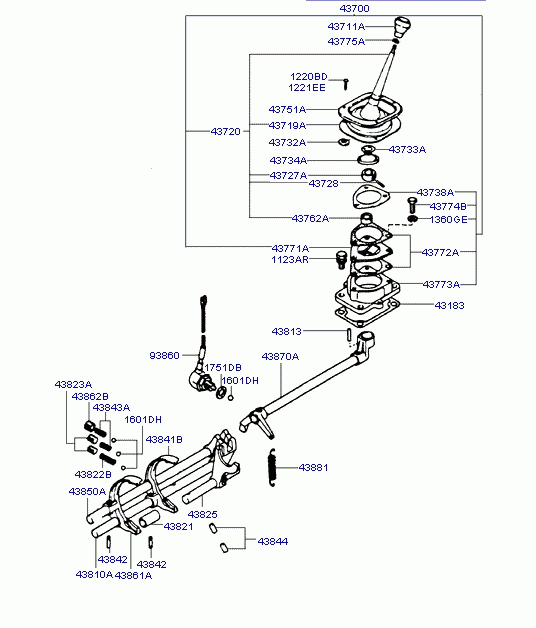 T/M GEAR SHIFT CONTROL(4SPEED)