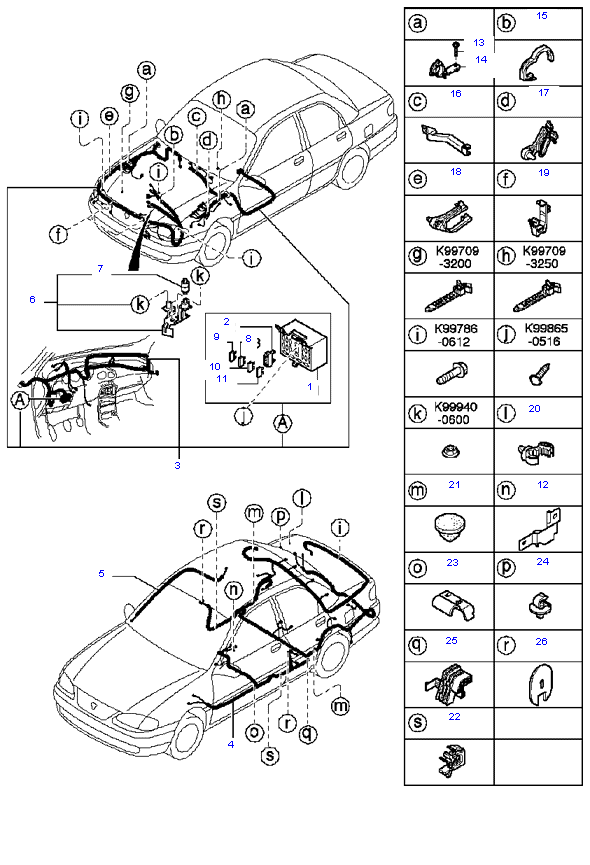 Kia Avella (1994-2000) Fuse Box Diagram