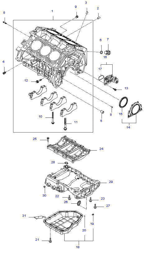 CYLINDER BLOCK & OIL PAN ( 3.8L )