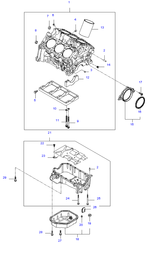 CYLINDER BLOCK & OIL PAN ( 2.7L )