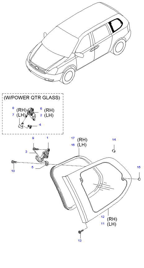 QUARTER FIXED GLASS & MOULDING ( WAGON SHORT(8) )