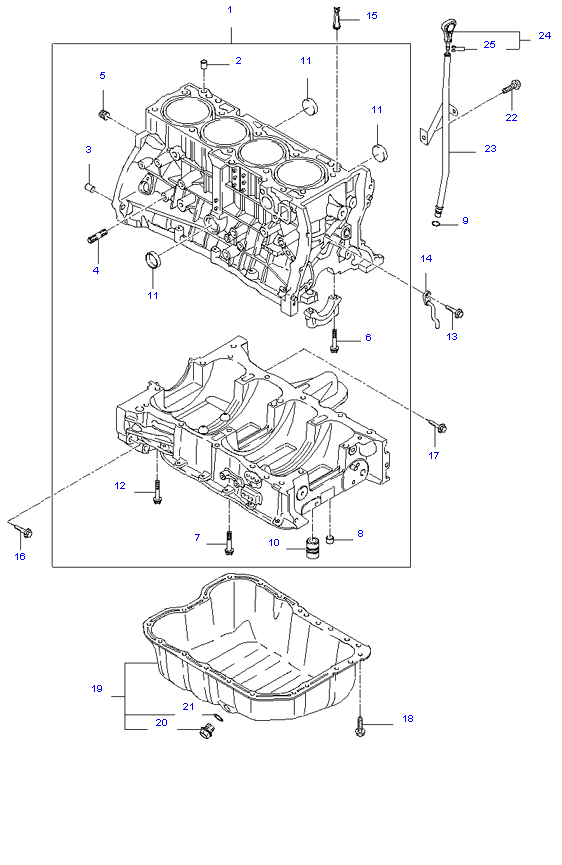 CYLINDER BLOCK & OIL PAN ( 2.0L )