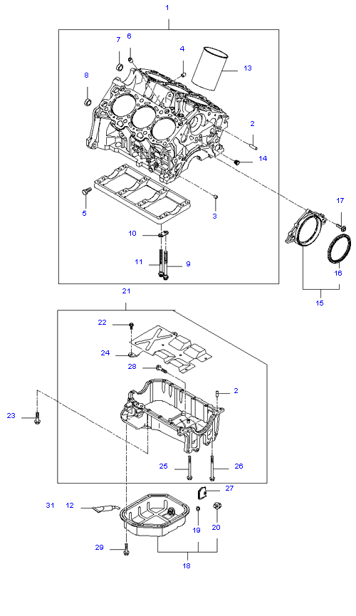 CYLINDER BLOCK & OIL PAN ( 2.7L )