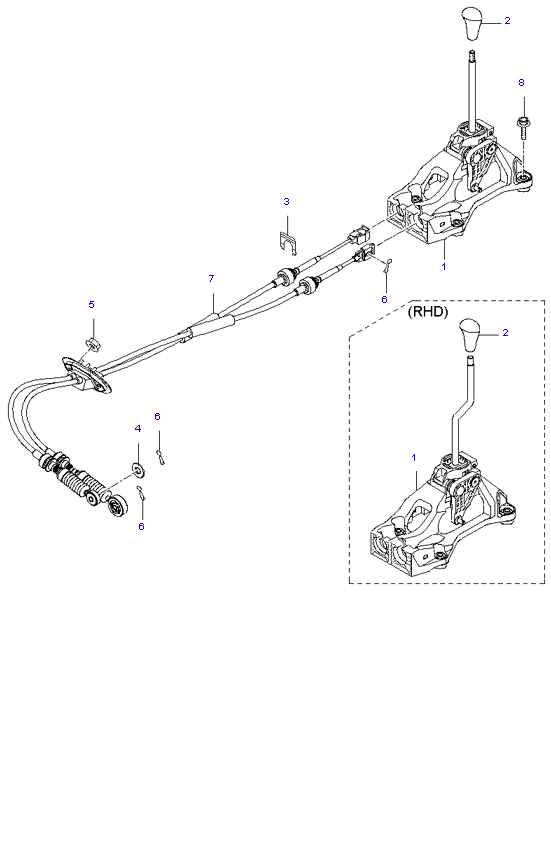 SHIFT LEVER CONTROL ( 2.0L 5MT 2WD )