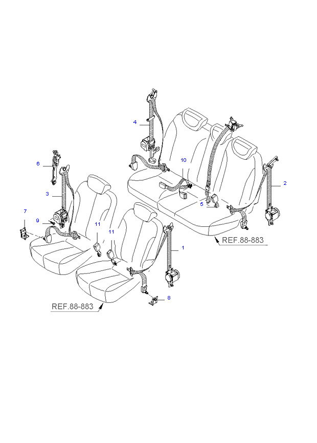 REAR SEAT BELT ( WAGON SHORT(7) )