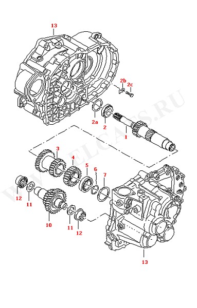 Зубчатые передачи и валы Карданный вал МКПП-6 для 4WD (Трансмиссия)