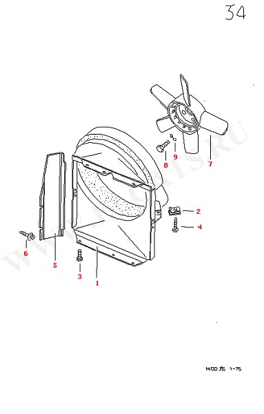 Воздушная направляющая Шкив вентилятора (Двигатель, Сцепление)